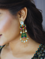 Moissanite Glass Navratna Earrings
