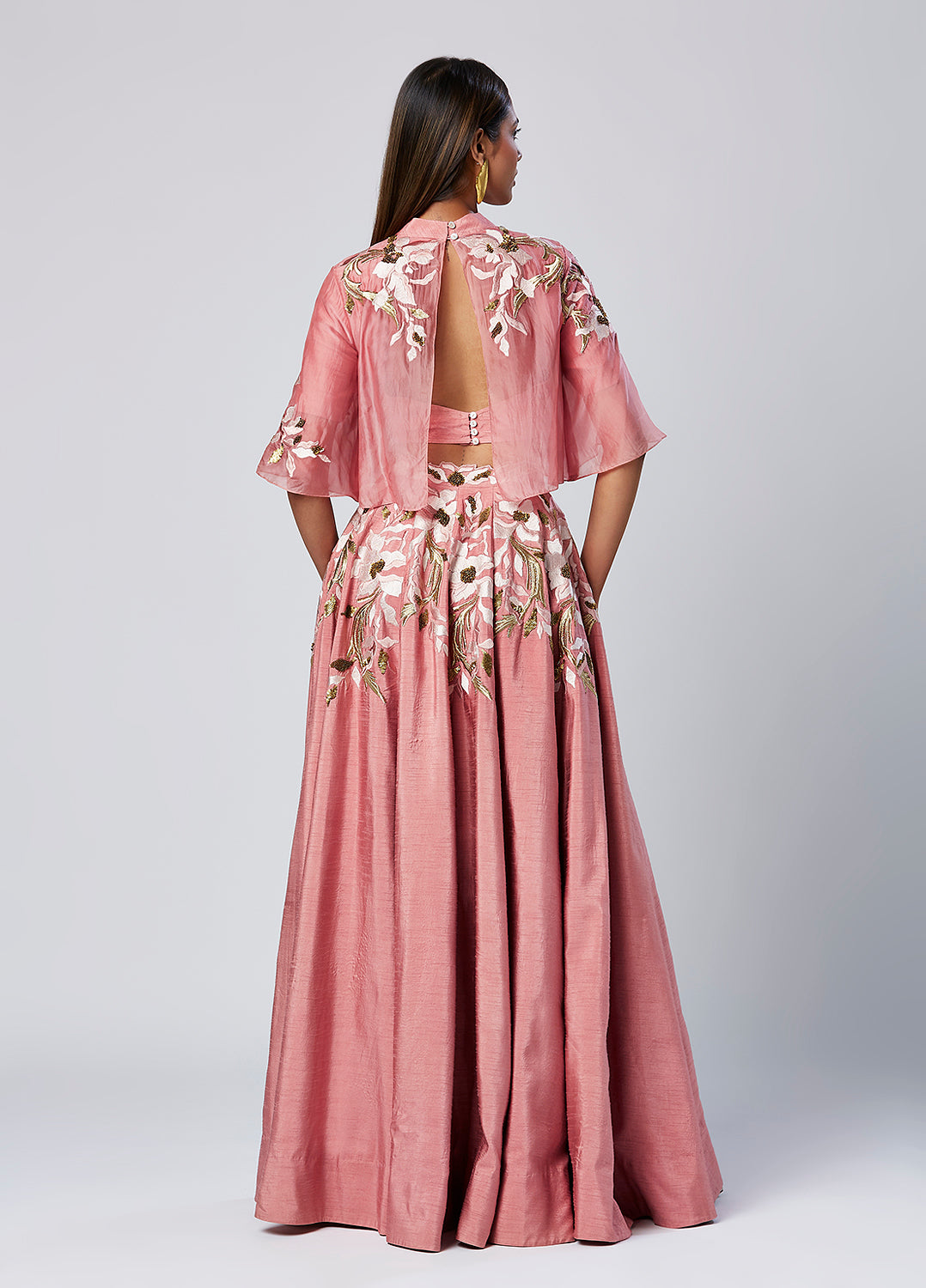 Tiana - Panelled Cocktail Skirt + Feather Crop Top