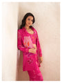 Kaftanize Pink Floral Sequins Viscose 3 Piece Co-ord Set With Camisole