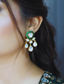 Green Colour Gold Plated Mossainte Earring.
