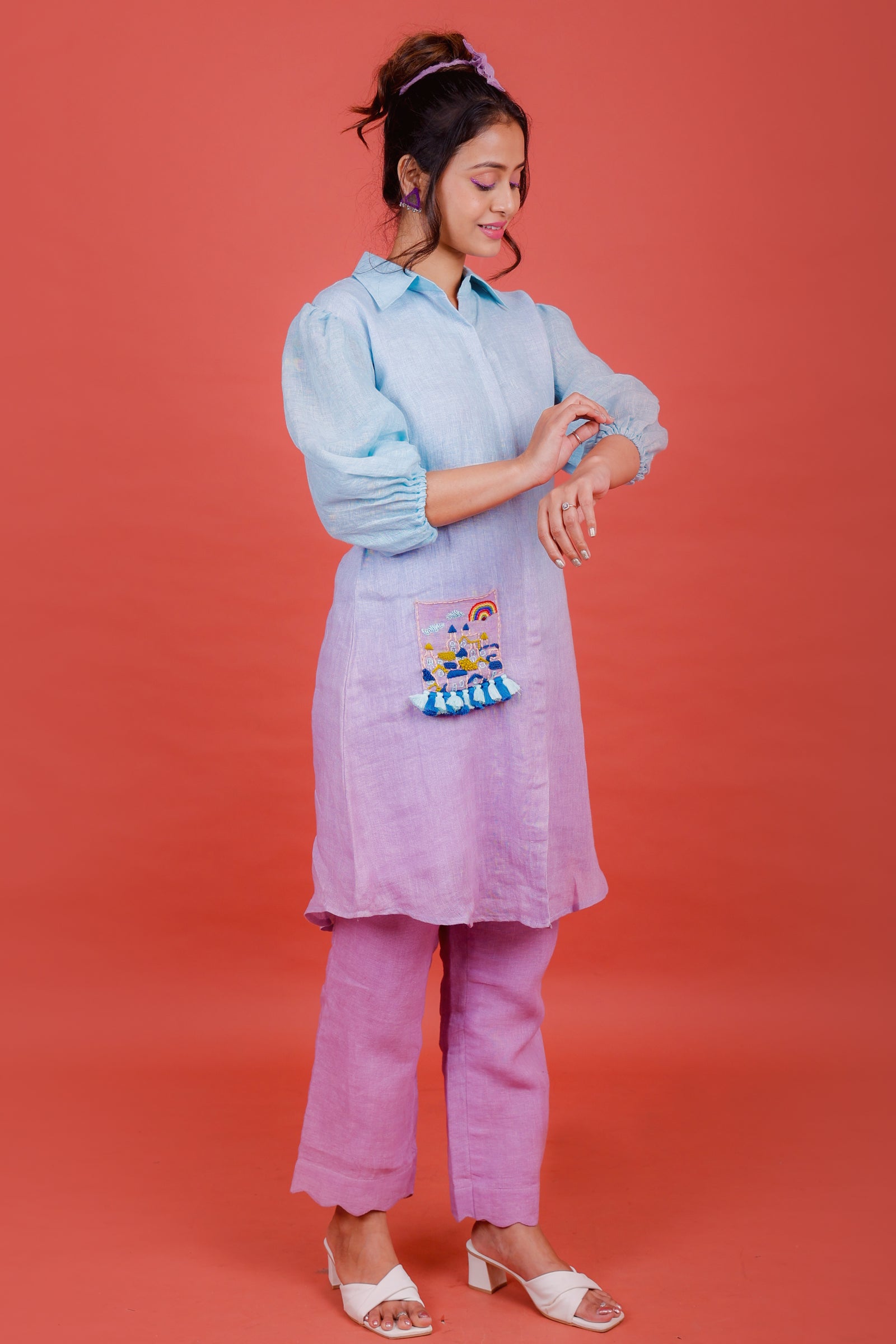 Seashore Blue to Lilac Kurta Pant