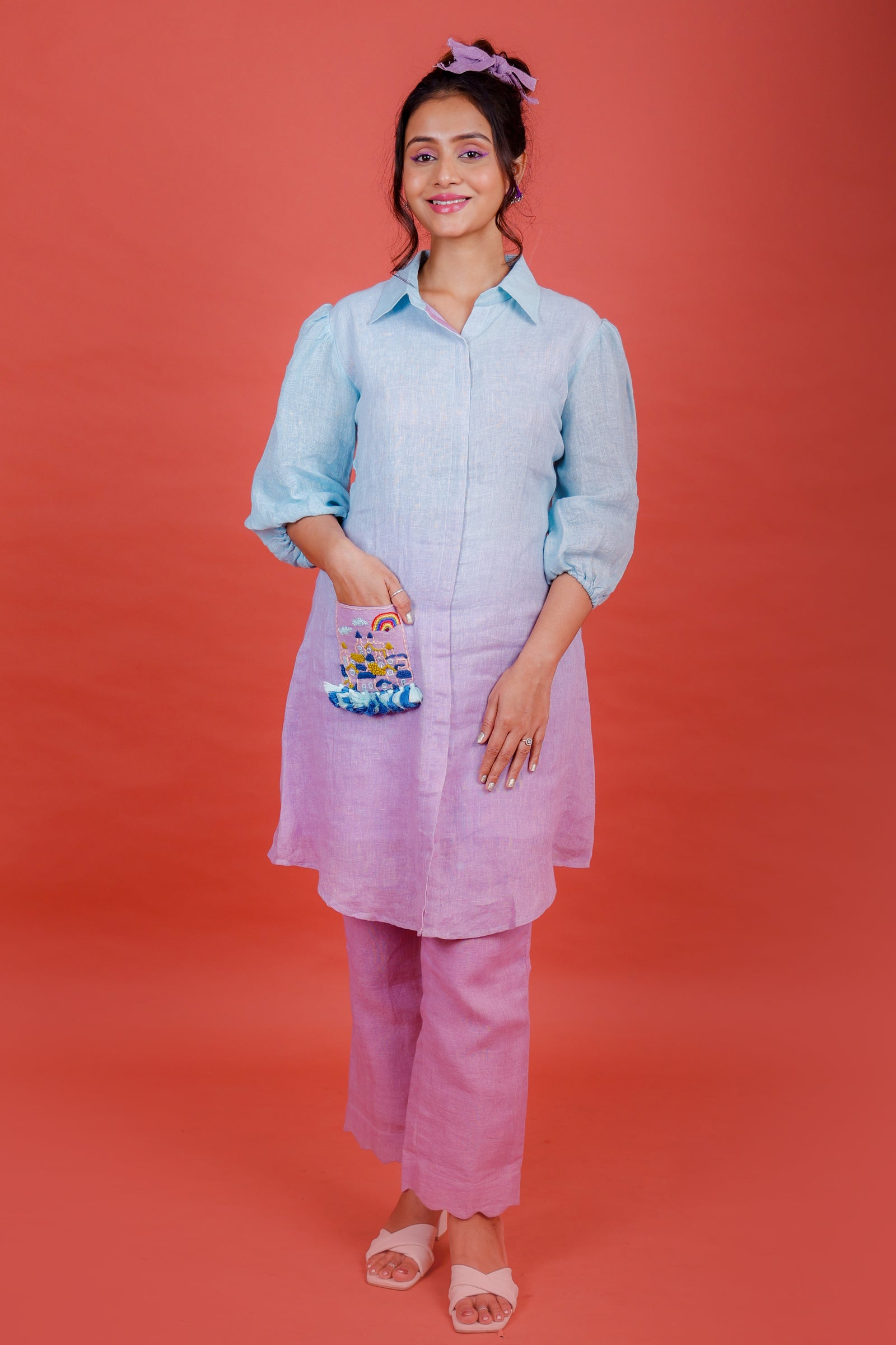 Seashore Blue to Lilac Kurta Pant