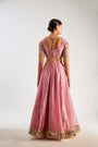 Pink Lehenga In Crushed Silk Tissue Base With Hand Embroidery