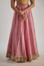 Pink Lehenga In Crushed Silk Tissue Base With Hand Embroidery