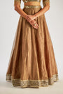 Gold Lehenga In Crushed Silk Tissue Base With Hand Embroidery