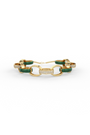 22kt gold plated Link bracelet with white crystals and blue enamel.