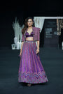 Dark purple Fully embellished Ajrakh lehenga and jacket with bralette