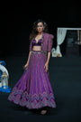 Dark purple Fully embellished Ajrakh lehenga and jacket with bralette