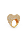 22kt gold plated love ring in white prong set crystals.