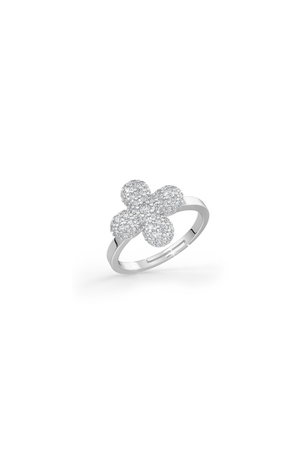Midi ring in silver with white prong set crystals.