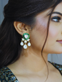 Green Colour Gold Plated Mossainte Earring.