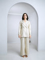 Machine embroidered powerful pant suit set