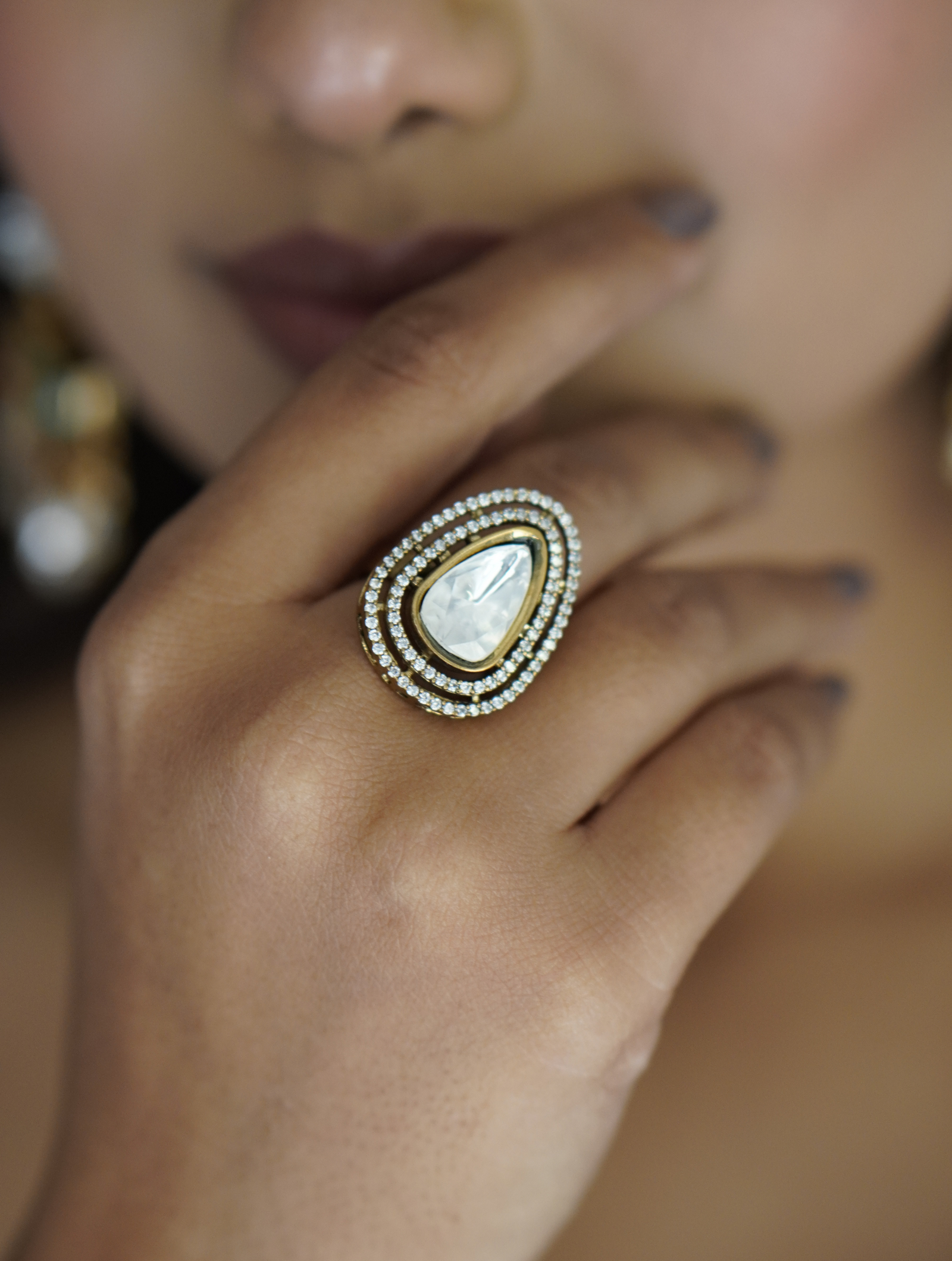 Moissanite Fingerring Victorian Finish