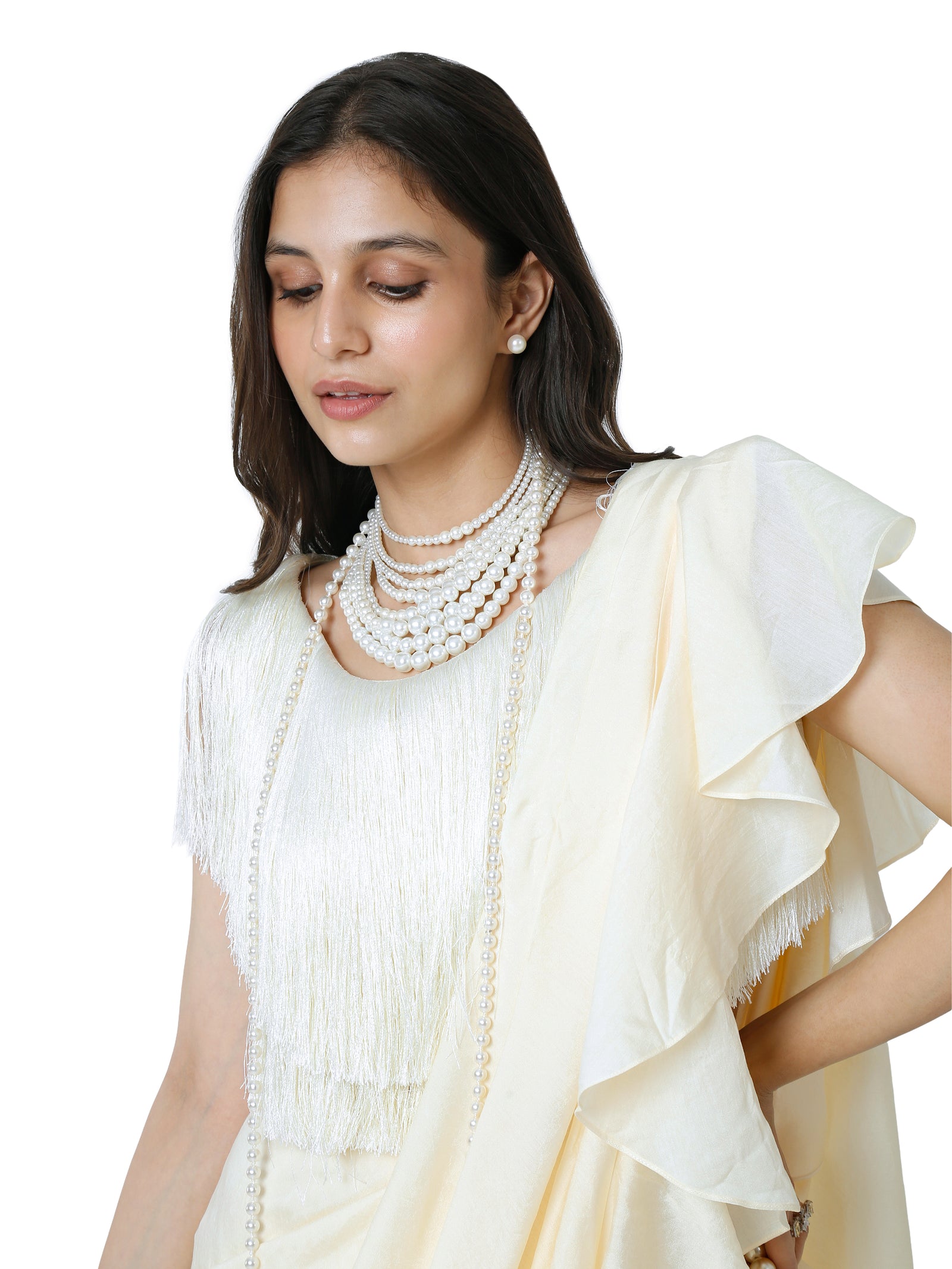 Predraped saree with fringe blouse