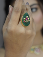 Traditional Inlay Green Fingerring