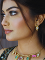 Hasli Neckpiece With Kundan And Moissanite Hangings