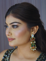 Moissanite Glass Navratna Earrings
