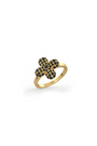 Midi ring in gold with black prong set crystals.