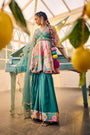Turquoise Blue Multi-Print Patchwork Peplum Set