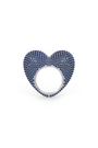 22kt chrome plated love ring in sapphire prong set crystals.