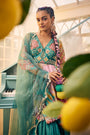 Turquoise Blue Multi-Print Patchwork Peplum Set