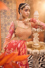 Red Multi-Print Layered Side-Cut Anarkali Dress