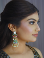 Moissanite Glass Navratna Earrings