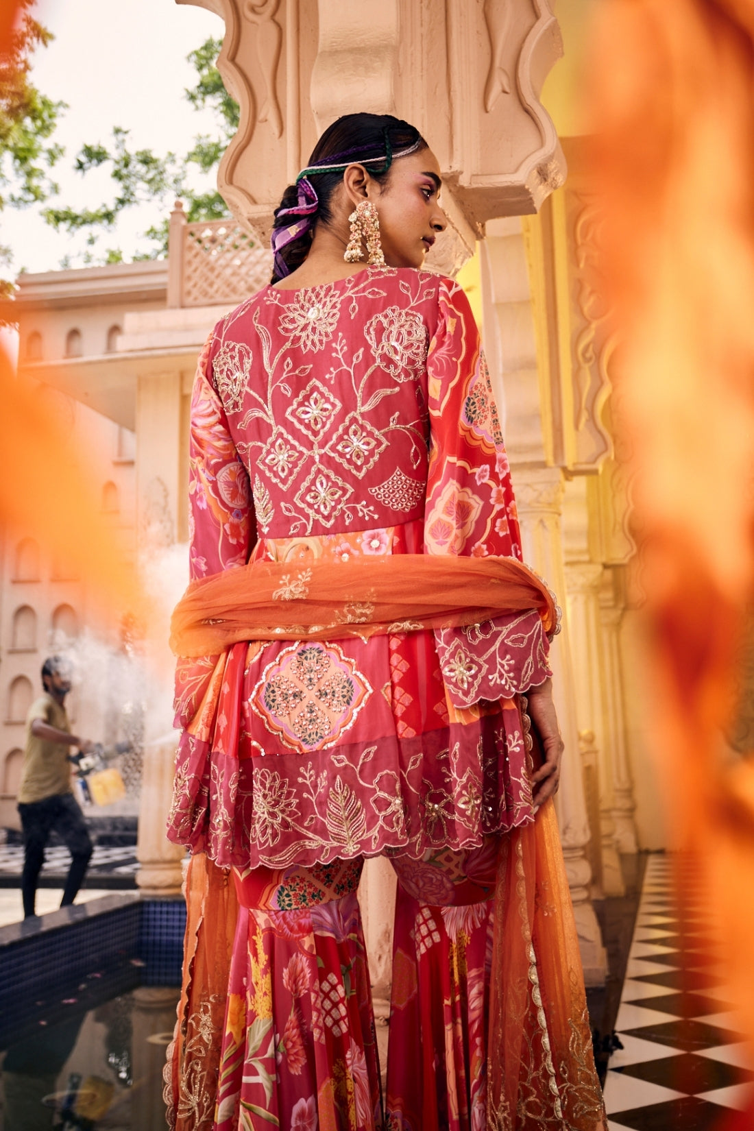 Hand-Embroidered Panel Kurta Set