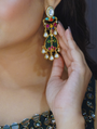 Moissanite Glass Navratna Earrings