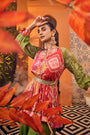 Red Multi-Print Raglan Sleeves Peplum Set