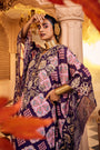 Purple Printed Kaftan Set Featuring A Hand-Embroidered Patch On The Neckline