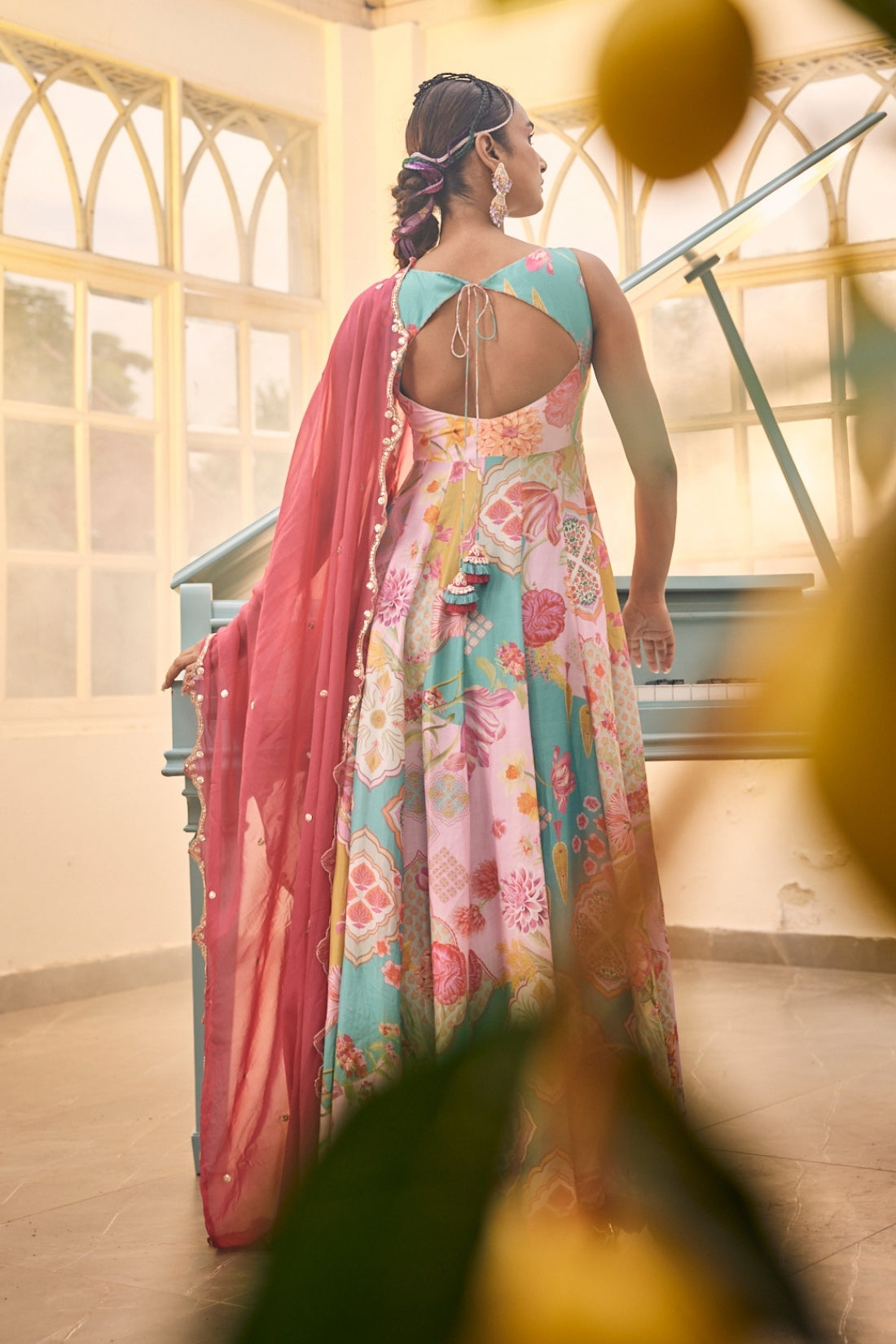 Blue Anarkali Features Intricate Handwork On The Neckline