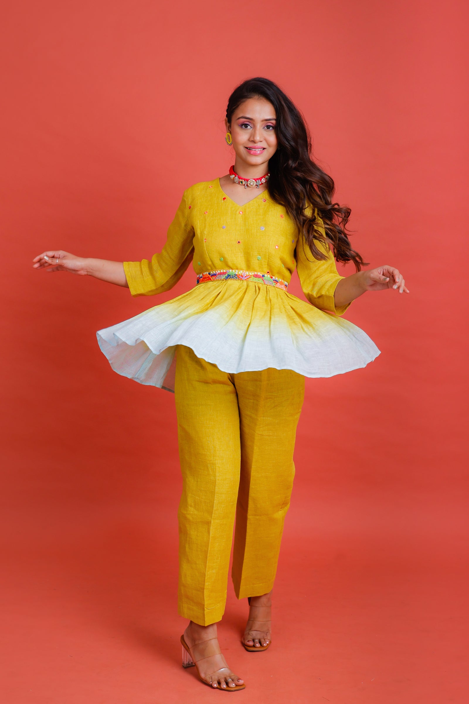 Marigold Mustard to Blue Co-ord Set