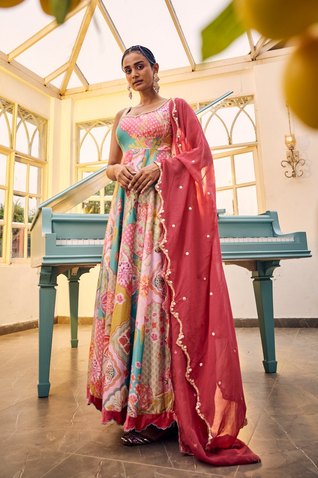 Blue Anarkali Features Intricate Handwork On The Neckline
