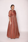 Floor Length Panneled  Dress With Front Drape