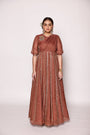 Floor Length Panneled  Dress With Front Drape