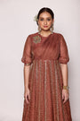 Floor Length Panneled  Dress With Front Drape