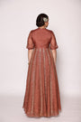 Floor Length Panneled  Dress With Front Drape