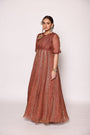 Floor Length Panneled  Dress With Front Drape