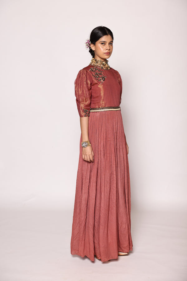 Floor Length Jumpsuit With Close Neck