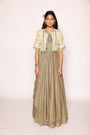 Two Piece set Of One Shoulder Floor Length Flared Dress