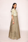 Two Piece set Of One Shoulder Floor Length Flared Dress