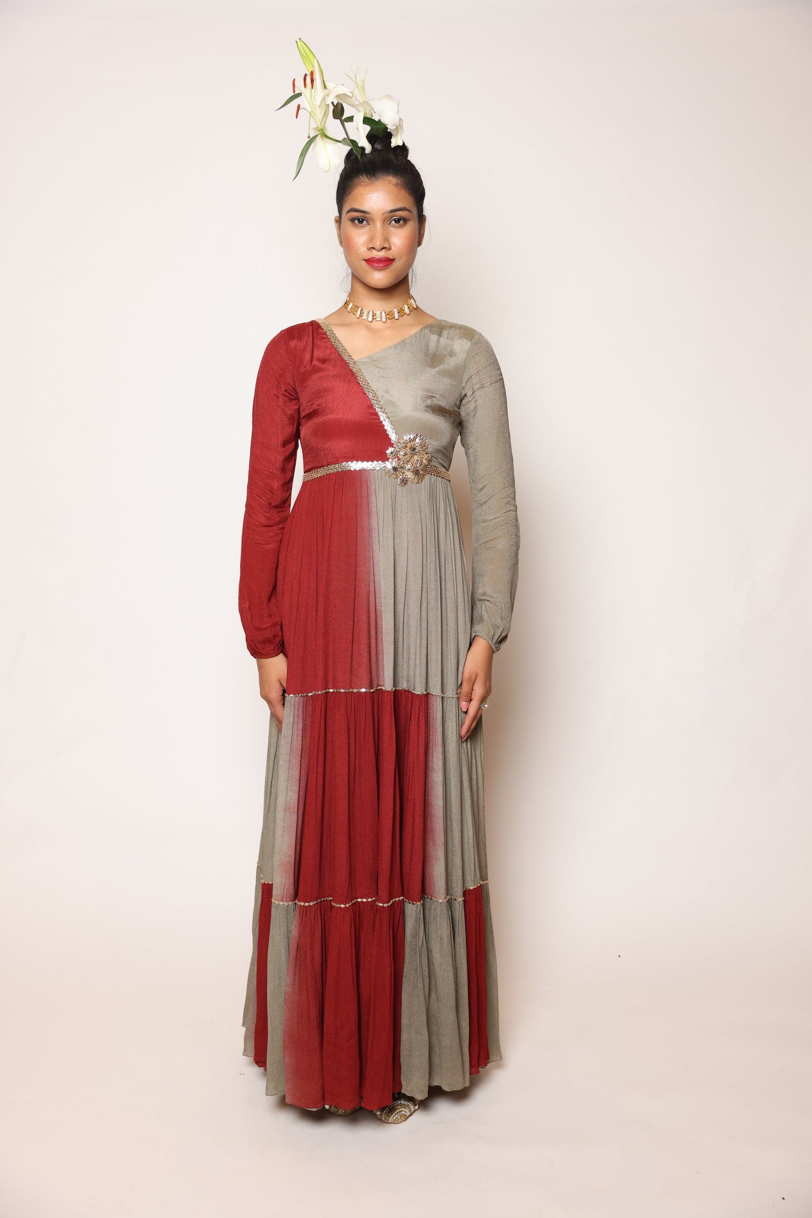 Tiered Dress With V Neckline