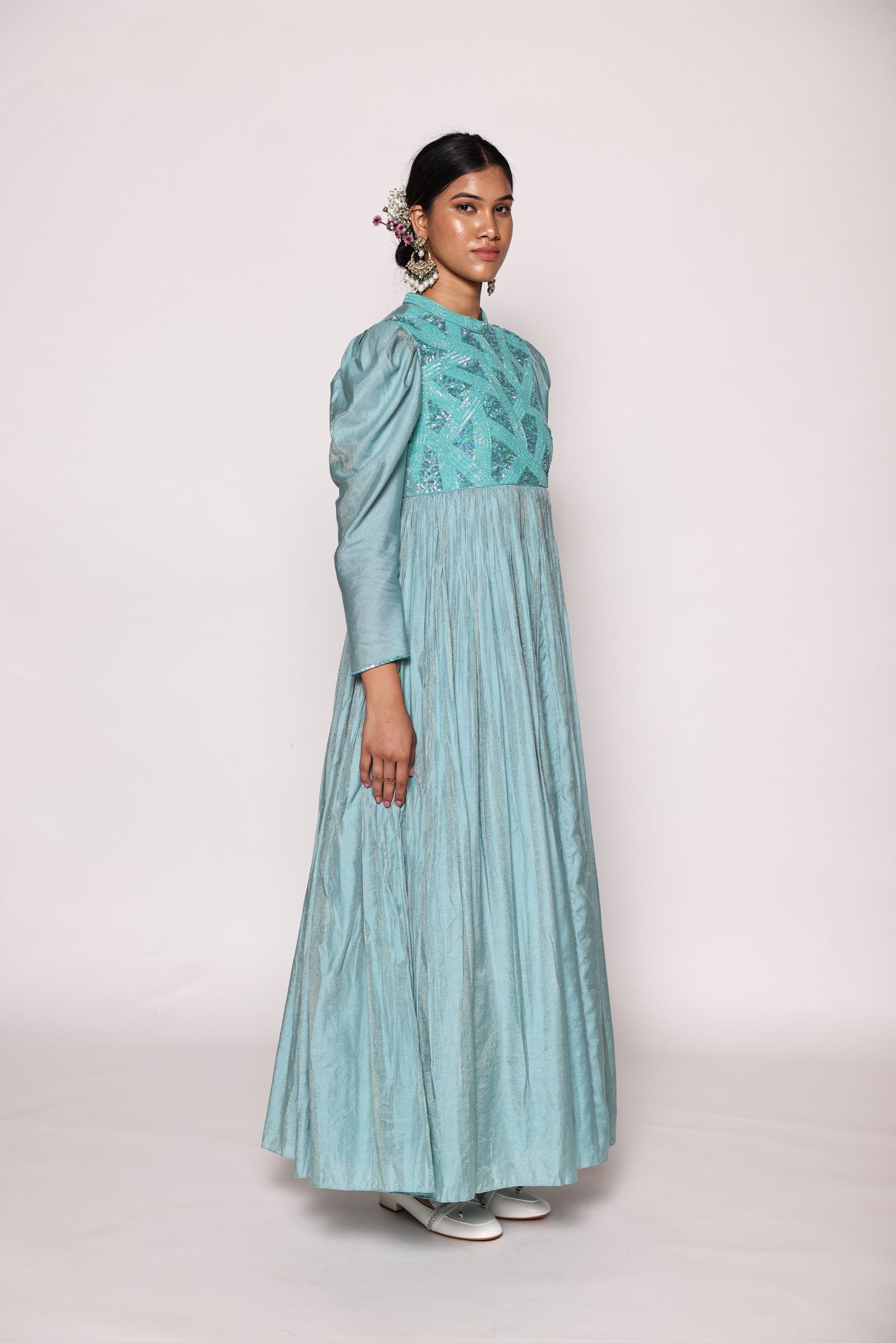 A Beautiful Floor Length Dress With Gathers