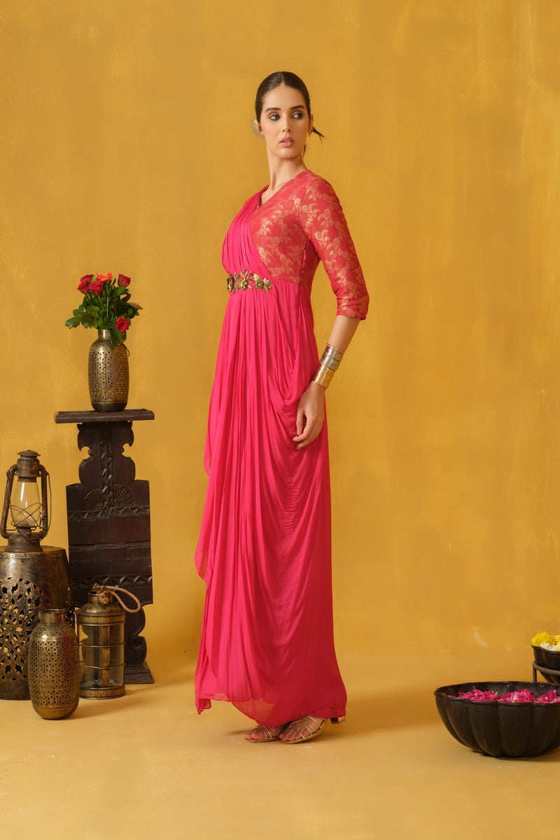 Draped Dress With A V-neck
