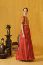 Close Neck Full Length Flared Dress