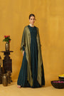 Close Neck Floor Length Flared Dress