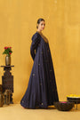 Close Neck Full Length Dress With Leg Of Mutton Sleeves