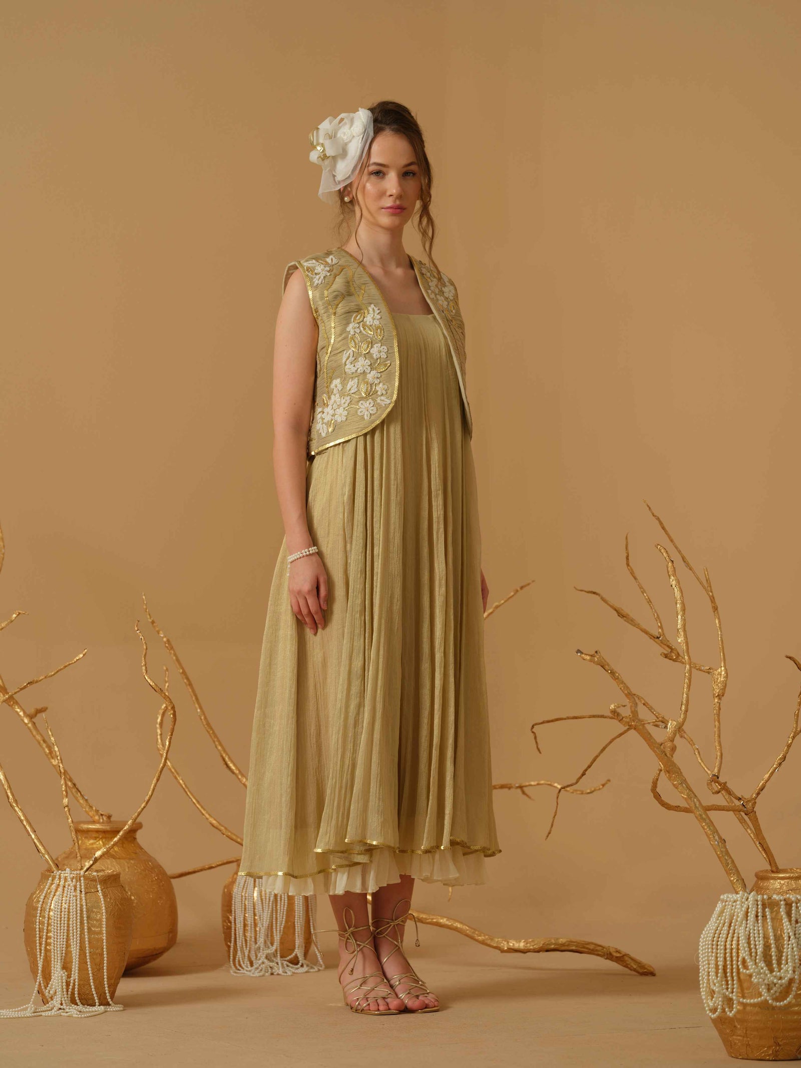 Dress With Open Ruched Jacket