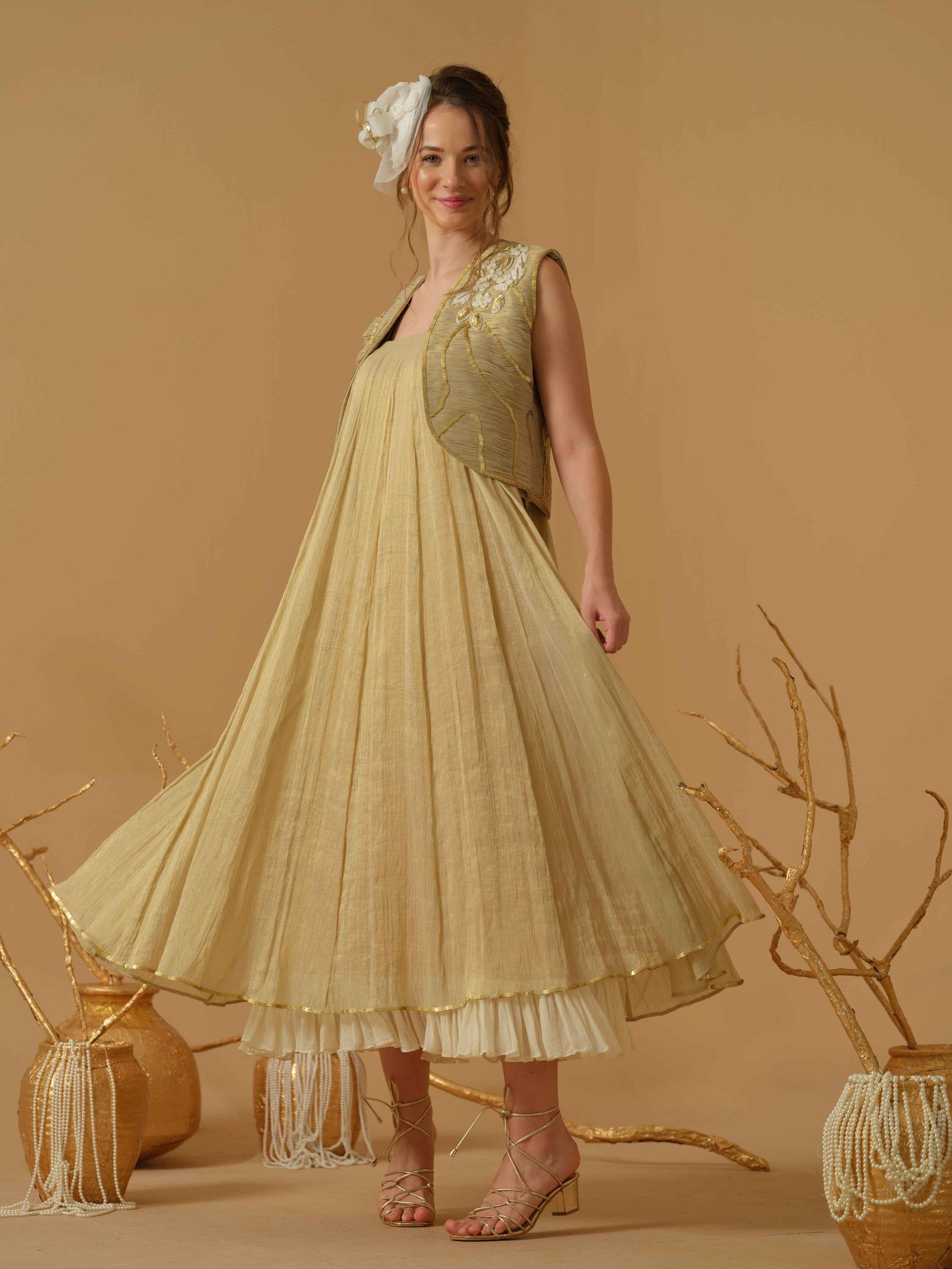 Dress With Open Ruched Jacket